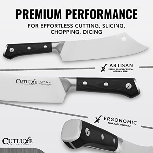 Cutluxe Cleaver Chef Knife – 8" Meat Cleaver Butcher Knife – German Steel Blade, Full Tang, Ergonomic Handle Design – Artisan Series - Image 2