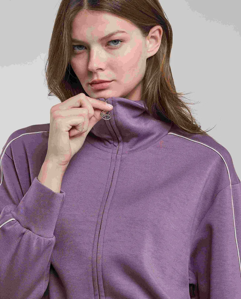 R&B Solid Jacket with Zipper Closure