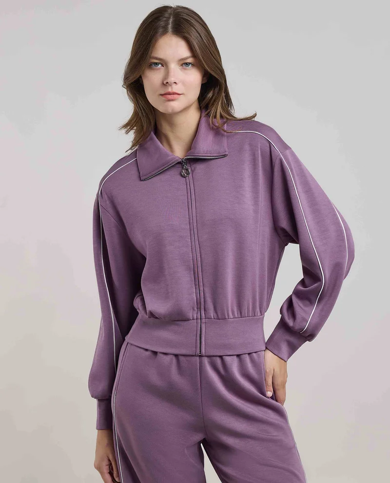 R&B Solid Jacket with Zipper Closure