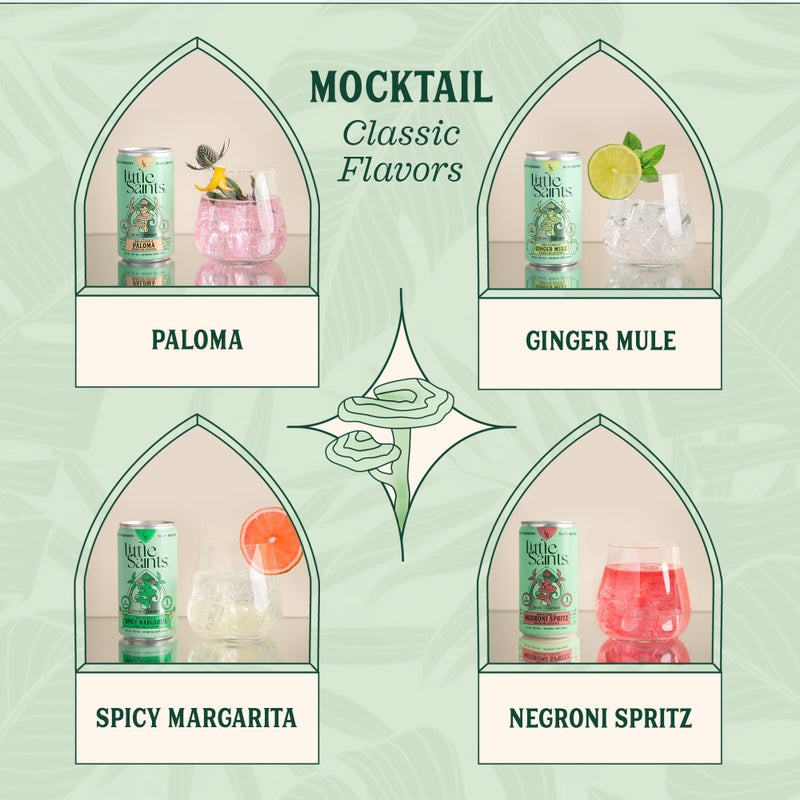Little Saints Non-Alcoholic Drinks Variety Pack - Sugar Free & Zero Proof Mocktails Include Ginger Mule, Negroni Spritz, Spicy Margarita & Paloma - Ready-to-Drink Beverage for Parties & Celebrations (8oz, 12 pk) - Image 3