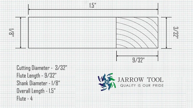 JARROW TOOL Square End Carbide Mill Set (Pack of 5) - 3/32 End Mill for Alloy Steels/Hardened Metals – 4 Flute TiAlN Coated Square Nose Milling Set for CNC Machine Milling Tools - Image 2