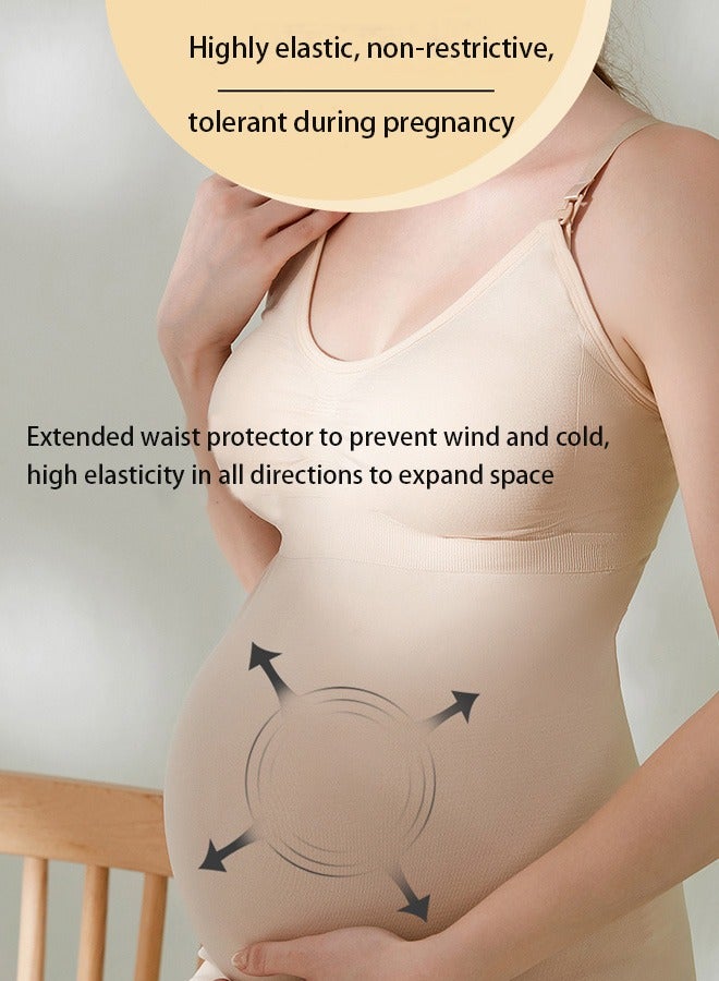 1 Pcs Women's Nursing Vest Built-In Bras Maternity Camisole For Breastfeeding Pregnant Women Bra Free Nursing Vest，Maternity Nursing Tank Tops for Breastfeeding Outer Wear(Apricot)  - Image 3