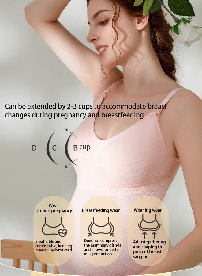 1 Pcs Women's Nursing Vest Built-In Bras Maternity Camisole For Breastfeeding Pregnant Women Bra Free Nursing Vest，Maternity Nursing Tank Tops for Breastfeeding Outer Wear(Apricot)  - Image 4