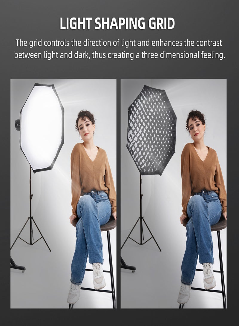 95cm/37.4in Quick Release Octagon Softbox with Bowen Mount 8 Support Rods for Photography Studio Photography Portrait Live Stream  - Image 5