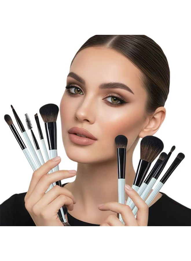 فرشاة ماكياج مجموعة 10pcs ، مؤسسة مزدوجة الجانب كونتور بلوش تسليط الضوء على مزيج فرشاة الحاجب ظلال العيون فرشاة غطاء العيون ، أدوات مستحضرات التجميل الخالية من القسوة الساطعة - Image 4