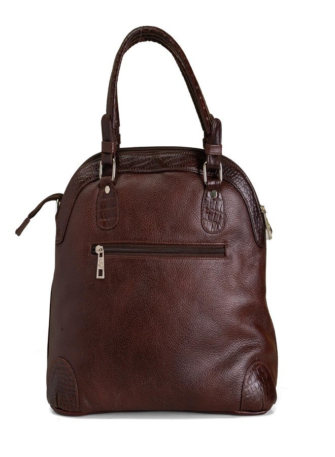 Green Hide Rivaah Leather Ladies Shoulder Side Bag with Adjustable Strap Croc Pattern Accents Casual Formal Stylish Fancy Handbag Tote Satchel Crossbody Girls Women's Purse for Travel Office(BROWN) - Image 3