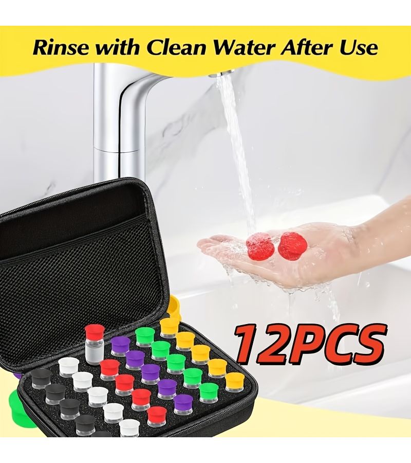 12pcs Reusable Leak Proof Dust Proof Replacement Lids For Glass Bottle Protection - Image 2