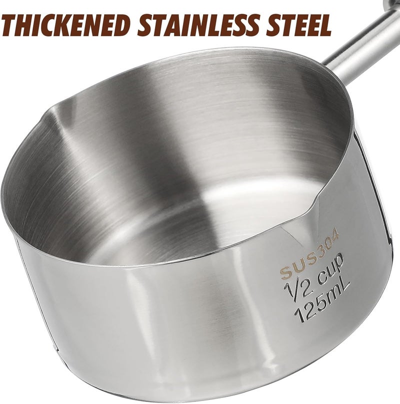 304 Stainless Steel Mini Saucepan 125ml Handheld Pouring Oil Pot with Wood Handle for Home Cooking and Stovetop Use - Image 3