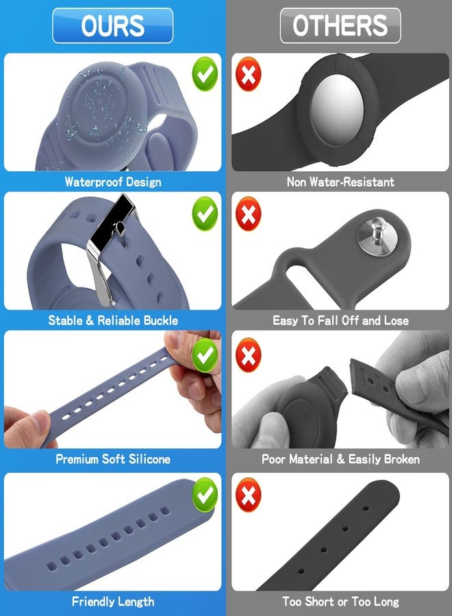 AGMZ Waterproof Bracelet Compatible with Airtag (1st & 2nd Gen) for Kid, 2 Pack Soft Silicone Hidden Wristband, Lightweight Tracker Watch Band Compatible with Apple Air Tag for Child, Grey Blue & Pink - Image 3