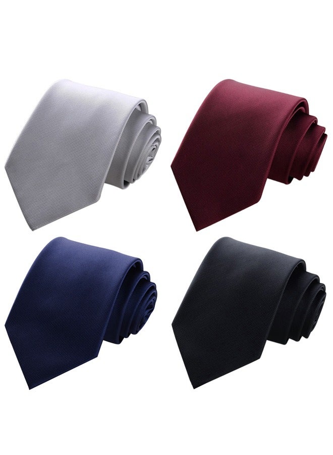 GUSGU 4pcs Men's Ties Solid Color Formal Mens Neckties 8cm for Business and Wedding Color Assorted - Image 1