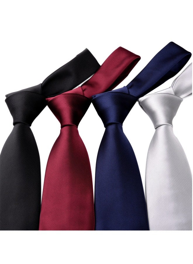 GUSGU 4pcs Men's Ties Solid Color Formal Mens Neckties 8cm for Business and Wedding Color Assorted - Image 2