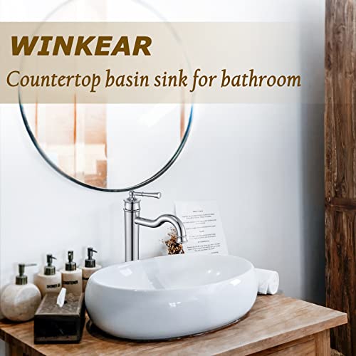 WINKEAR Vessel Sink Faucet Chrome Bathroom Tall Faucet Single Hole DeckMount Pop up Drain Assembly Without Overflow Water Supply Lines Included - Image 3