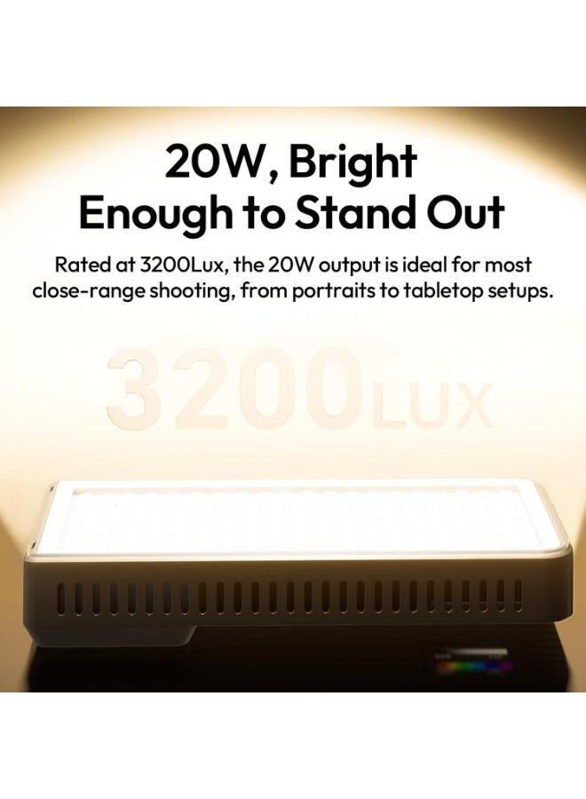 ULANZI K20 RGB Video Light, 20W LED Camera Light Panel for Photography, 1800-9000K CRI95+ 20 Effects, 3300mAh Rechargeable Portable Photo Video Lighting for DSLR Sony Canon Nikon Fuji Vlogging TikTok - Image 3