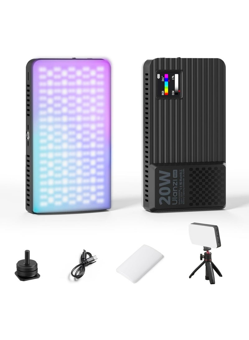 ULANZI K20 RGB Video Light, 20W LED Camera Light Panel for Photography, 1800-9000K CRI95+ 20 Effects, 3300mAh Rechargeable Portable Photo Video Lighting for DSLR Sony Canon Nikon Fuji Vlogging TikTok - Image 1
