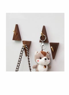 Excefore Wood Wall Hook Purse Hanger for Wall Cute Wall Hooks for Hanging Coats Hat Hangers Wall Mounted Modern Wall Hooks Black Metal Hooks Wall Decorative Wall Hooks (4 Black Walnut Wood)  - Image 3