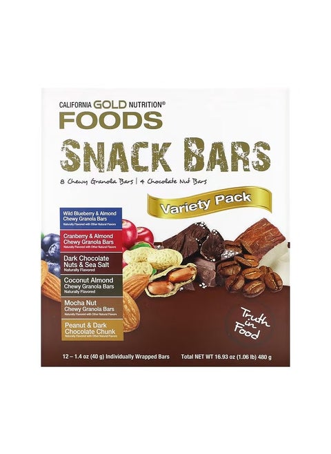 Foods Variety Pack Snack Bars 12 Bars 1.4 Oz 40 G Each