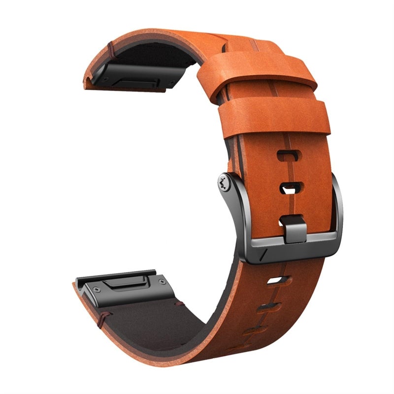 OUTVI 26mm leather watch band for garmin fenix 8 51mm 5x 6x 7x 3 HR pro sapphire solar epix Pro Gen 2 51MM ONLY D2 Bravo Charlie Delta PX Mach 1 Pro Genuine full grain Quick fit 26 bands for Men Women Brown - Image 1