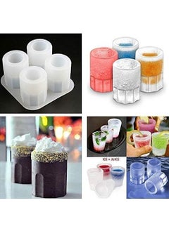 AHOBHAV AHOBHAV Siliconee Shot Glass Ice Molds Trays for Freezer with 4 Cavities Reusable Whiskey Glass Ice Cubes Pack of 1 Perfect for Whiskey Cocktails  - Image 2