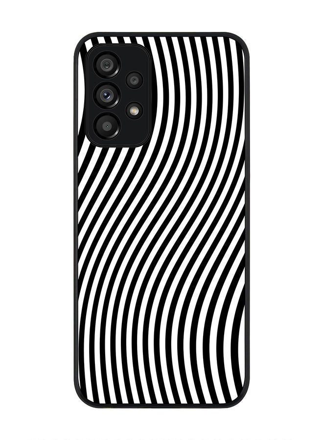 Stylizedd Rugged Black edge case for Samsung Galaxy A73 5G Slim fit Soft Case Flexible Rubber Edges Anti Drop TPU Gel Thin Cover - Zebra Lines - Image 1
