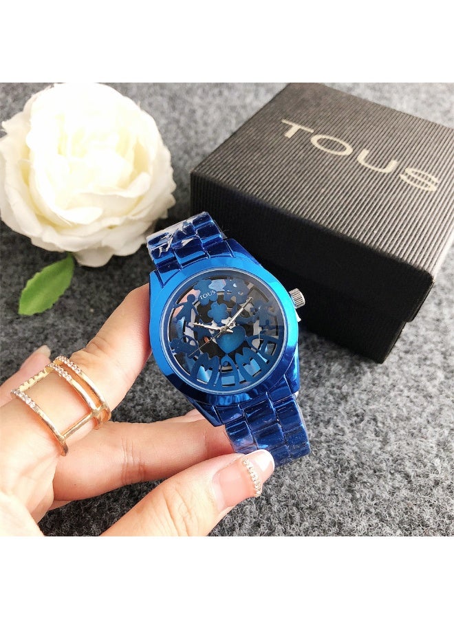 TOUS Tous Bear Bright Blue Openwork Dial Women's Watch