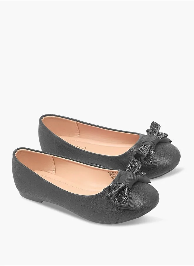 Flora Bella By Shoexpress Girls Bow Accent Slip-On Ballerina Shoes
