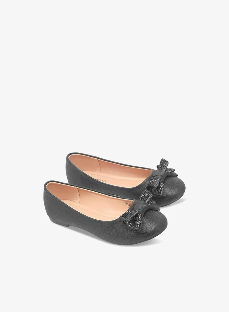 Girls Bow Accent Slip-On Ballerina Shoes Ramadan Collection