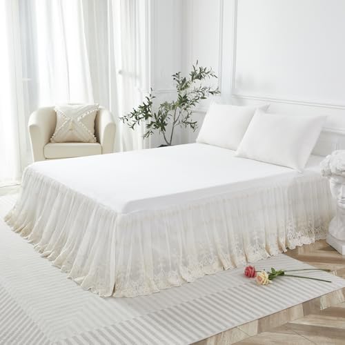Brandream King Size Luxury White Lace Bed Skirt Romantic Girls Bed Sheets Elegant Teen Skirted Sheet - Image 5