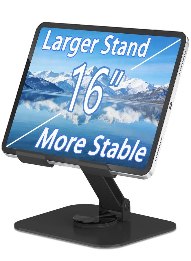 TAPMEI Metal Tablet Stand, Adjustable 360° Rotation Tablet Holder Compatible with 4-16" Tablet Such as iPad Pro, iPad Air, iPad Mini, Tab S10 Ultra, Black - Image 1