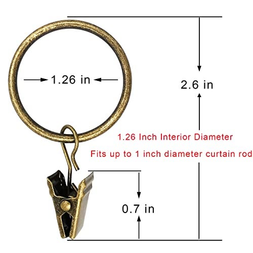 WeeksEight 40 Pack Bronze Curtain Rings with Clips, Curtain Hooks Hangers Clip Rings for Hanging Drapes Bows Hat, Drapery Rings 1.26 in I D, Fits up to 1 in Diameter Curtain Rod. - Image 2