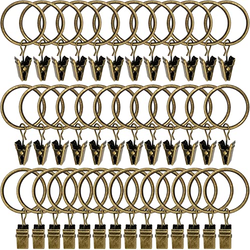 WeeksEight 40 Pack Bronze Curtain Rings with Clips, Curtain Hooks Hangers Clip Rings for Hanging Drapes Bows Hat, Drapery Rings 1.26 in I D, Fits up to 1 in Diameter Curtain Rod. - Image 1