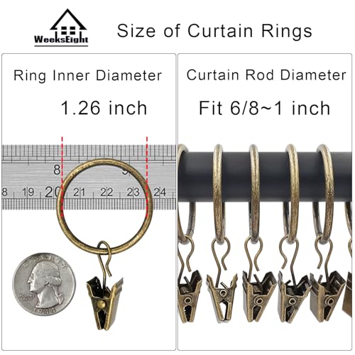 WeeksEight 40 Pack Bronze Curtain Rings with Clips, Curtain Hooks Hangers Clip Rings for Hanging Drapes Bows Hat, Drapery Rings 1.26 in I D, Fits up to 1 in Diameter Curtain Rod. - Image 3