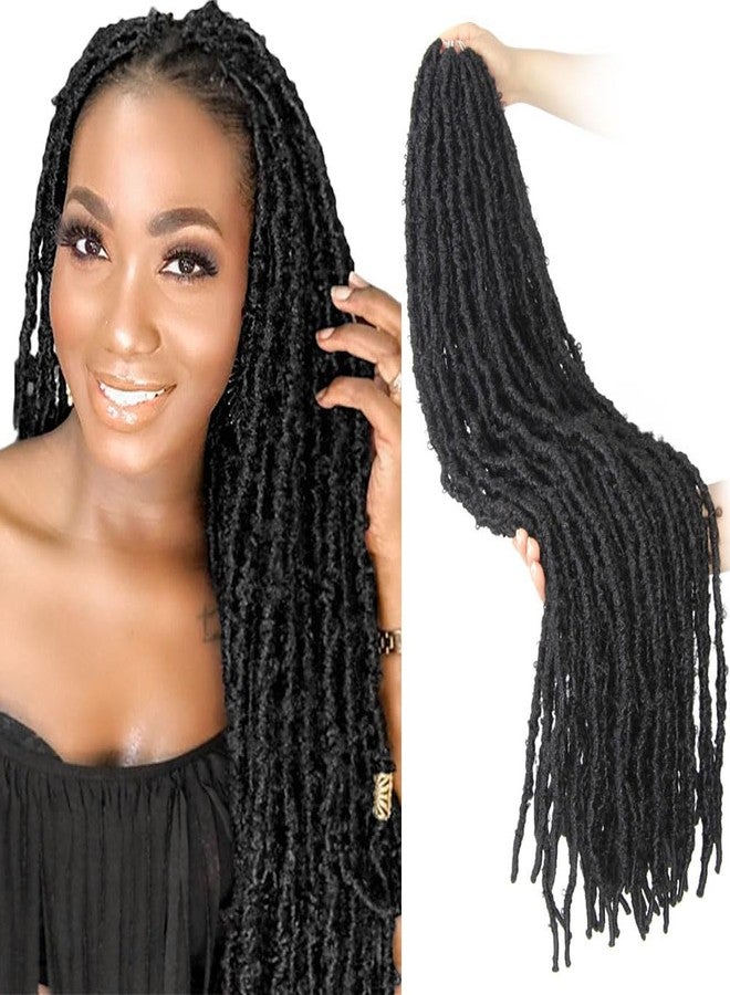 BOHOBABE 30 Inch Light Weight Butterfly Locs Crochet Hair 8 Packs Long Black Distressed Butterfly Faux Locs Crochet Hair, 2# - Image 1