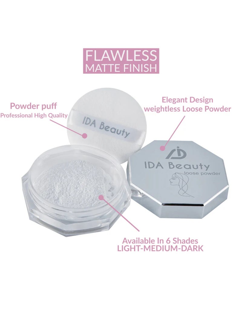 IDA Beauty Weightless Loose Setting Powder | Long-Lasting, Oil-Absorbing, Flawless Matte Finish (Glam 01) - Image 4