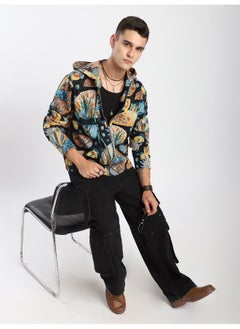Beyoung Black Tropical Print Hoodie Shacket  - Image 2