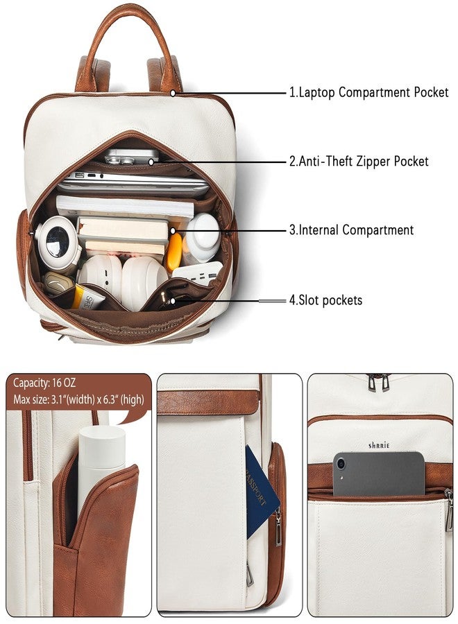 Shrrie Leather Laptop Backpack for Women with 17 inch Vegan Leather Computer Backpack Purse for Travel College Work - Image 4