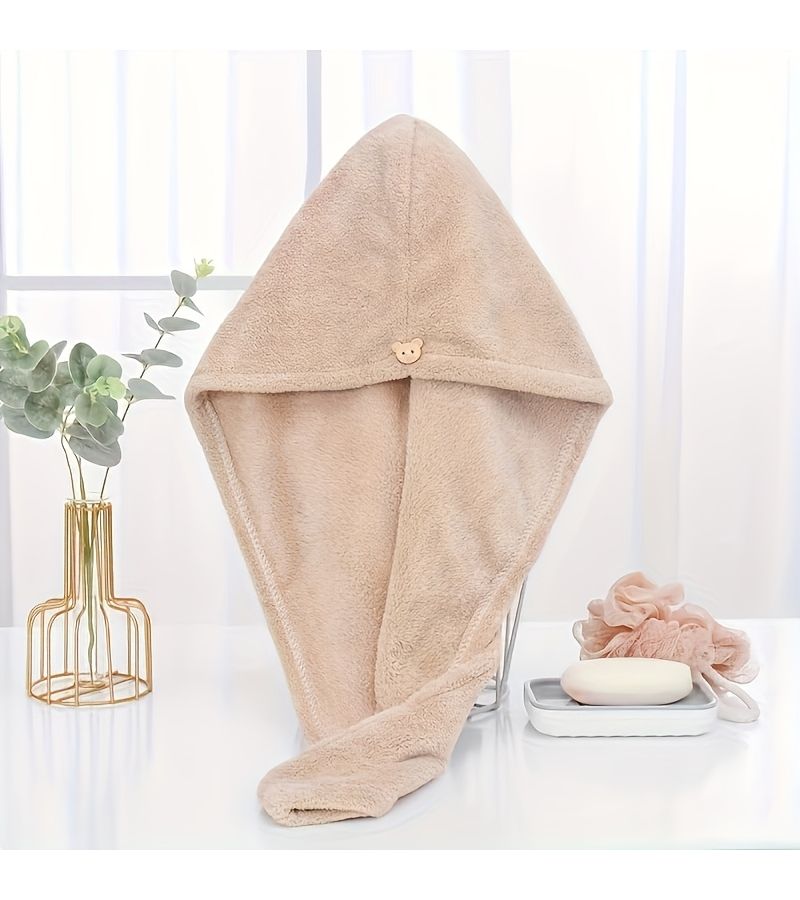 Pink Quick Dry Hair Towel Ultra Absorbent Microfiber Adjustable Pressure Button For All Hair Types Machine Washable Portable For Home And Travel After Shower Use - Image 2