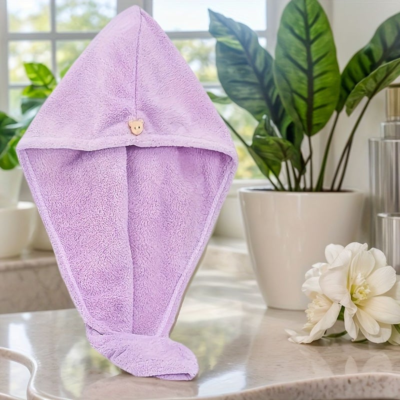 Pink Quick Dry Hair Towel Ultra Absorbent Microfiber Adjustable Pressure Button For All Hair Types Machine Washable Portable For Home And Travel After Shower Use - Image 4