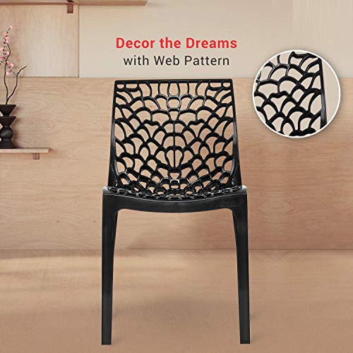 RW REST WELL Web Designer Plastic Outdoor Chair (1Pc, Black) - Image 5