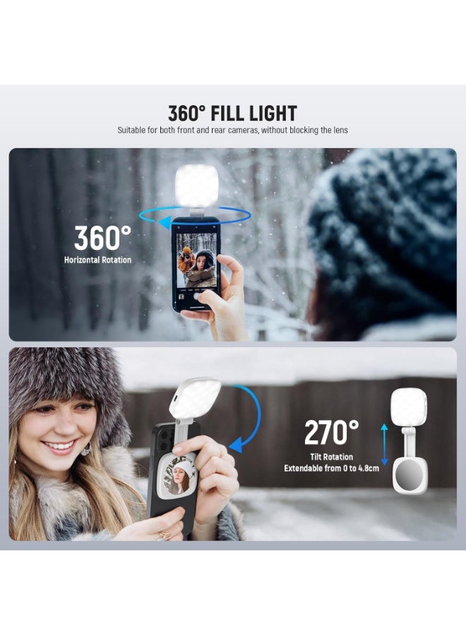 Soofam Magnetic Selfie Light Compatible with MagSafe iPhone,CRI95 700lx/0.3m Folding LED Phone Fill Ring Lighting with Mirror for Zoom Makeup Photography Recording Video Conference, White - Image 5