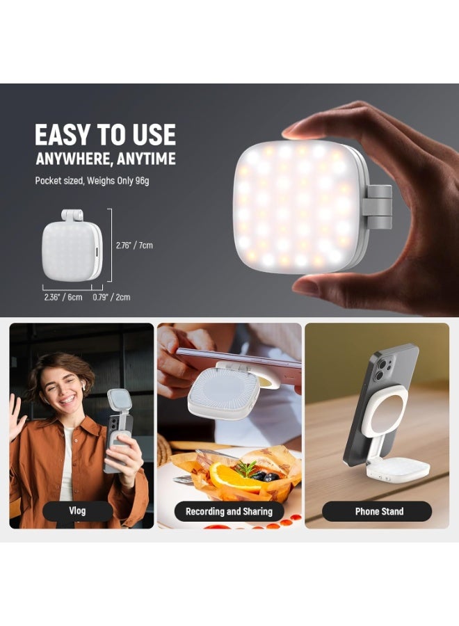 Soofam Magnetic Selfie Light Compatible with MagSafe iPhone,CRI95 700lx/0.3m Folding LED Phone Fill Ring Lighting with Mirror for Zoom Makeup Photography Recording Video Conference, White - Image 4