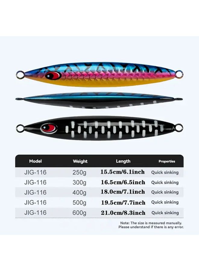1pc Heavy Duty Lead Fishing Lure C4 300g 0.66lb Quick Sinking UV Glow Realistic Bionic Design For Deep Sea Boat Fishing - Image 3