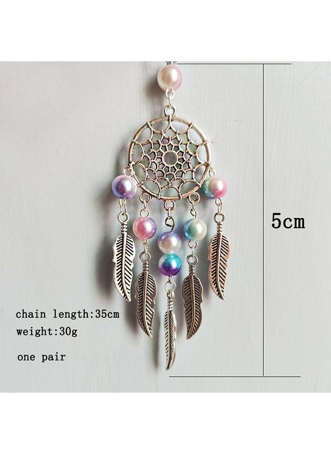 Generic - Lucky Dream Catchers Car Interior Rearview Pendant, Feather Dreamcatcher Car Attract Handmade Metal Chain Dream Catcher Pendant with Pearls for Hanging Decoration - Image 1
