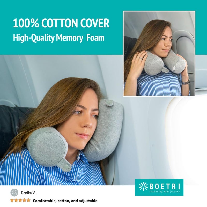BOETRI Boetri Twist Memory Foam Pillow 100 Cotton Pillowcase Cover Waterproof Travel Bag Neck Pillow for Sleeping Lumbar Pillow Bolster Pillow Travel Pillow Pillow for Neck Pain - Image 2