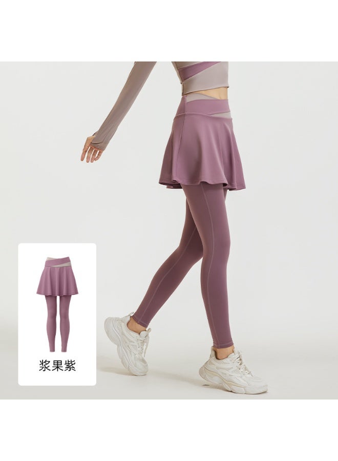 Women Yoga Tenis Skirts High Waist Fake Two Pieces Sports Leggings Fitness Gym Quick-Dry Skirt Athletic Running Legging - Image 1