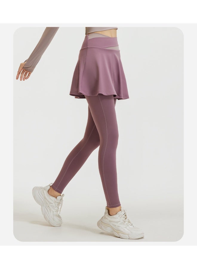 Women Yoga Tenis Skirts High Waist Fake Two Pieces Sports Leggings Fitness Gym Quick-Dry Skirt Athletic Running Legging - Image 2