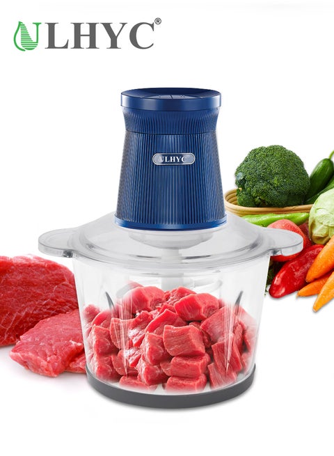 2 Liter Stainless Steel Electric Meat Grinder and Vegetable Slicer with Sturdy PC Bowl, Double Stainless Steel Blades, 300 Watt