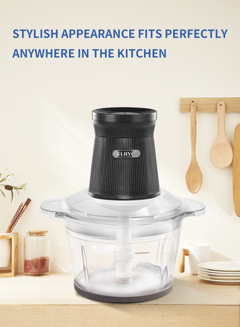 ULHYC 2 Liter Stainless Steel Electric Meat Grinder and Vegetable Slicer with Sturdy PC Bowl, Double Stainless Steel Blades, 300 Watt - Image 5