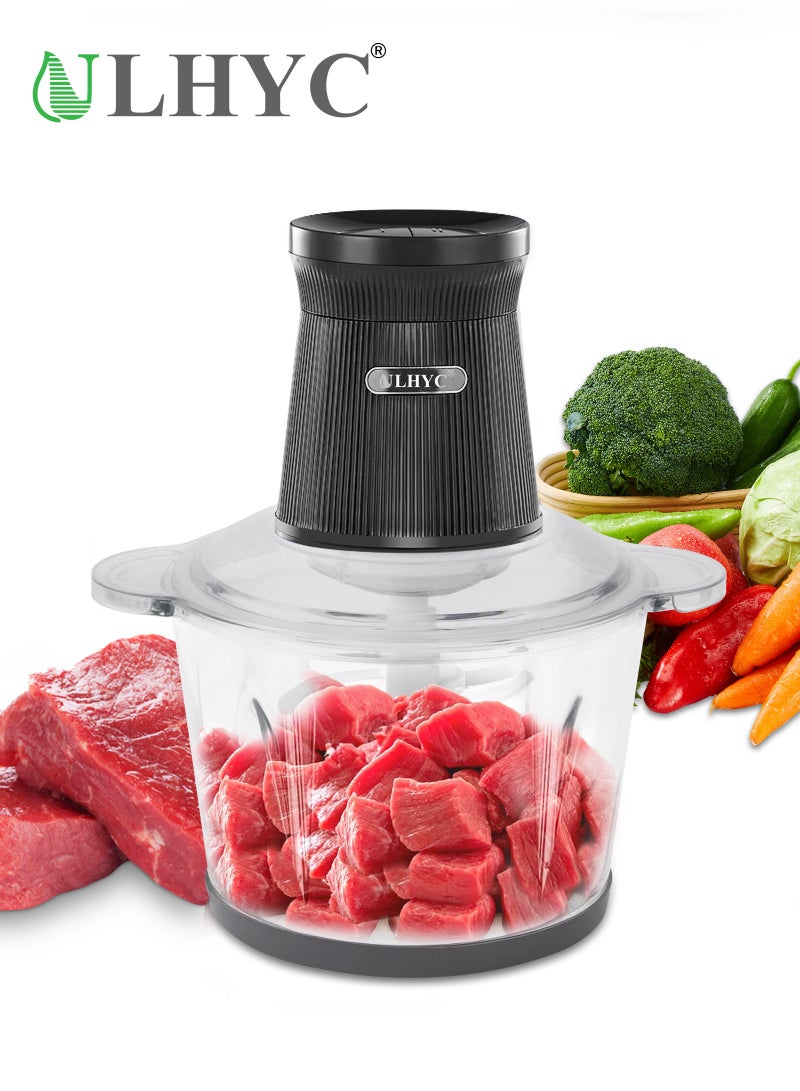 ULHYC 2 Liter Stainless Steel Electric Meat Grinder and Vegetable Slicer with Sturdy PC Bowl, Double Stainless Steel Blades, 300 Watt - Image 1