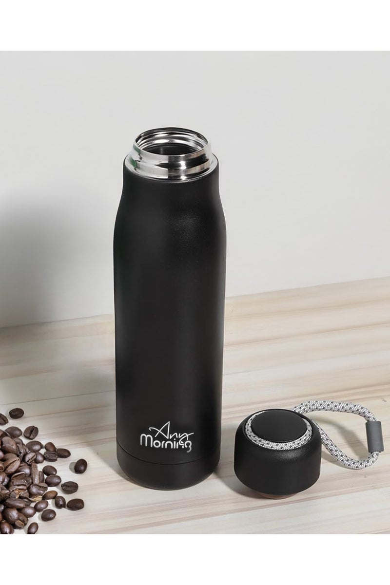 آني مورننغ زجاجة معزولة بالتفريغ الهوائي بسعة 600 مل، مصنوعة من الفولاذ المقاوم للصدأ مزدوج الطبقة، بغطاء مانع للتسرب، تحافظ على المشروبات ساخنة لمدة 8 ساعات وباردة لمدة 12 ساعة، زجاجة ترمس سهلة الحمل. - Image 3
