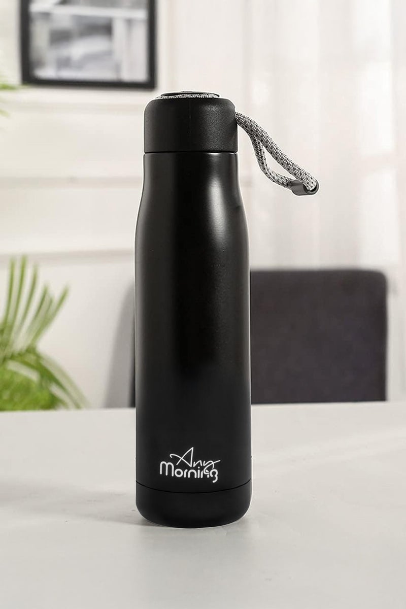 آني مورننغ زجاجة معزولة بالتفريغ الهوائي بسعة 600 مل، مصنوعة من الفولاذ المقاوم للصدأ مزدوج الطبقة، بغطاء مانع للتسرب، تحافظ على المشروبات ساخنة لمدة 8 ساعات وباردة لمدة 12 ساعة، زجاجة ترمس سهلة الحمل. - Image 1